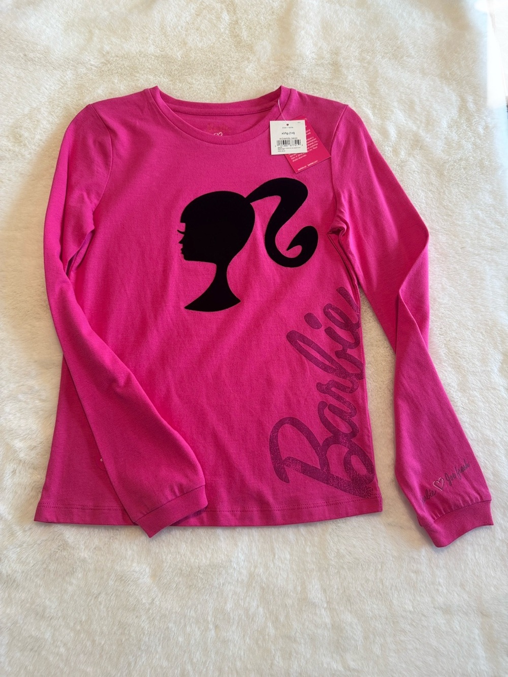 Pink Iconic Barbie Doll + Joe Fresh Girls Barbie T-Shirt Long Sleeve Top New